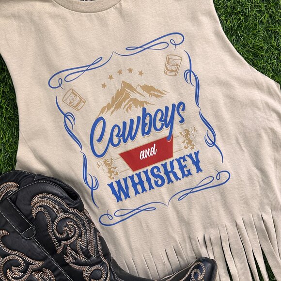 🔴CLOSE OUT | Cowboys & Whiskey Fringe Tank - Picture 3 of 3